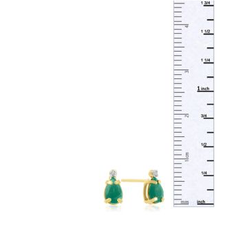 1ct Pear Emerald and Diamond Earrings in 14k Yellow Gold