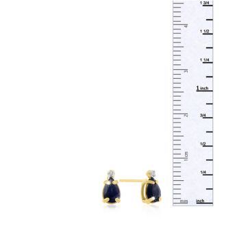 1 1/4ct Pear Sapphire and Diamond Earrings in 14k Yellow Gold