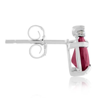 1 1/4ct Pear Ruby and Diamond Earrings in 14k White Gold