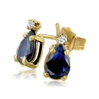 2ct Pear Sapphire and Diamond Earrings in 14k Yellow Gold