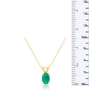 1/2 Carat Oval Shape Emerald Necklaces In 14 Karat Yellow Gold, 18 Inch Chain