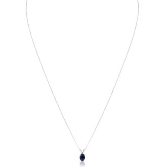 .60ct Oval Sapphire Pendant in 14k White Gold