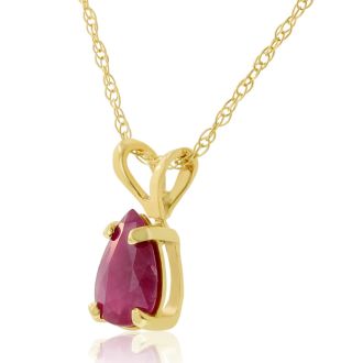 .60ct Pear Shaped Ruby Pendant in 14k Yellow Gold