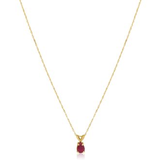 .60ct Pear Shaped Ruby Pendant in 14k Yellow Gold