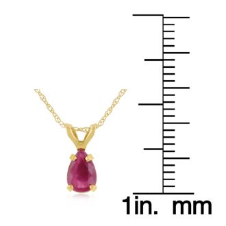 .60ct Pear Shaped Ruby Pendant in 14k Yellow Gold