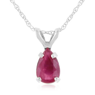 .60ct Pear Shaped Ruby Pendant in 14k White Gold
