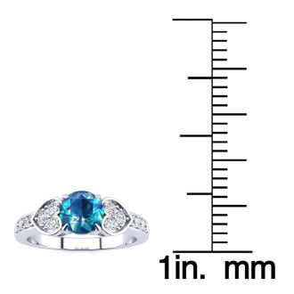 2/3 Carat Blue and White Diamond Promise Ring In 14K White Gold