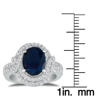 Eye-Catching 4.12ct Oval Sapphire and Diamond Ring in 14k White Gold