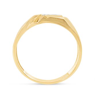 Classic Diagonal .03ct Mens Diamond Band in 10k Yellow Gold