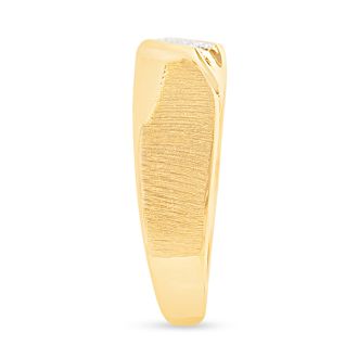 Classic Diagonal .03ct Mens Diamond Band in 10k Yellow Gold