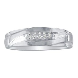 Debonair Sweeping Mens Diamond Band in 10k White Gold