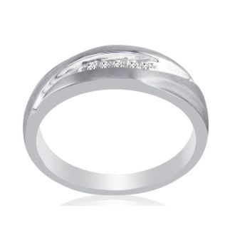 Debonair Sweeping Mens Diamond Band in 10k White Gold