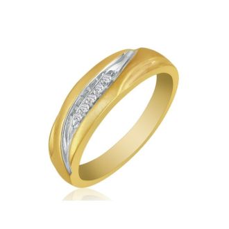 Debonair Sweeping Mens Diamond Band in 10k Yellow Gold