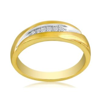 Debonair Sweeping Mens Diamond Band in 10k Yellow Gold