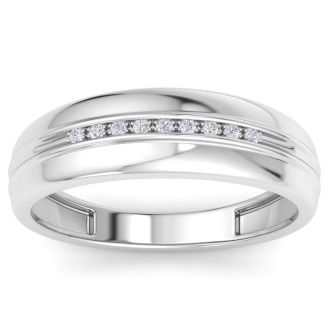 Modern Channel Set Mens Diamond Band in 10k White Gold