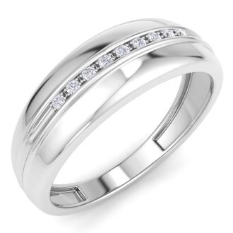 Modern Channel Set Mens Diamond Band in 10k White Gold