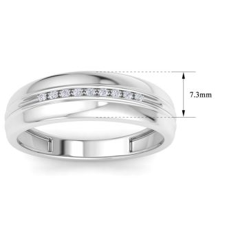 Modern Channel Set Mens Diamond Band in 10k White Gold