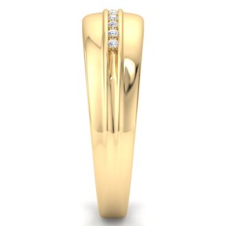 Modern Channel Set Men's Diamond Band in 10k Yellow Gold