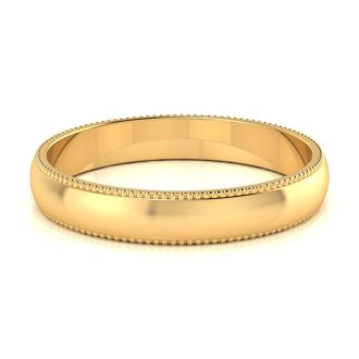 10K Yellow Gold 3MM Milgrain Ladies and Mens Wedding Band, Size 6