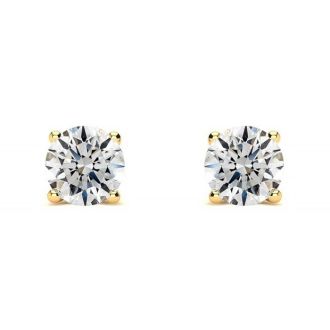 1 Carat Fine Diamond Stud Earrings In 14 Karat Yellow Gold