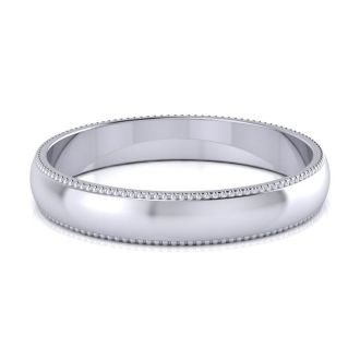 14K White Gold 3MM Milgrain Ladies and Mens Wedding Band, Size 9