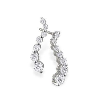 Diamond Drop Earrings: Radiant 1/2ct Journey Diamond Earrings in 14k White Gold