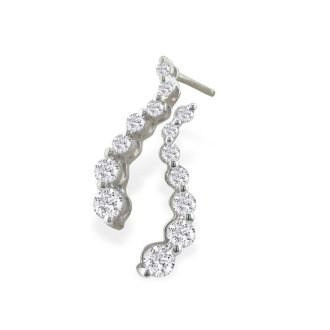 Diamond Drop Earrings: Radiant 1/2ct Journey Diamond Earrings in 14k White Gold