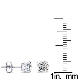 1 1/2 Carat Round Diamond Stud Earrings In 14 Karat White Gold