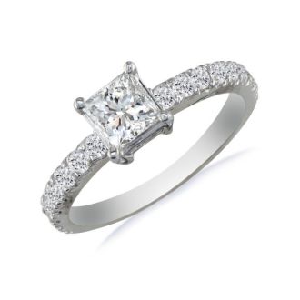 1 1/4 Carat Princess Cut Diamond Engagement Ring In 14k White Gold