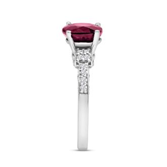 White Gold 1 6/7ct Oval Ruby and Diamond Ring in 14k White Gold