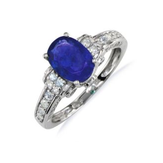 White Gold 1 6/7ct Oval Sapphire and Diamond Ring in 14k White Gold