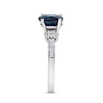 White Gold 1 6/7ct Oval Sapphire and Diamond Ring in 14k White Gold