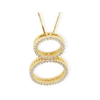 Diamond Pendants: 1/3ct Double Circle Diamond Pendant in 14k Yellow Gold