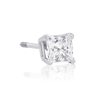 1/2ct Princess Diamond Stud Earrings In 14k White Gold