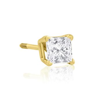 1/2ct Princess Diamond Stud Earrings In 14k Yellow Gold