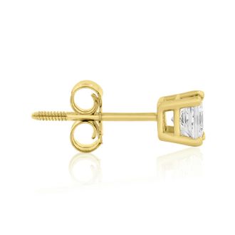 1/2ct Princess Diamond Stud Earrings In 14k Yellow Gold