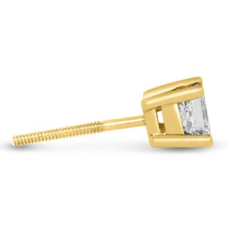 1 1/4ct Fine Princess Diamond Stud Earrings In 14k Yellow Gold