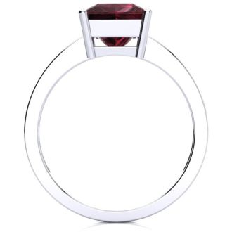 Garnet Ring: Garnet Jewelry: Square Step Cut 1 2/3ct Garnet and Diamond Ring in 14K White Gold