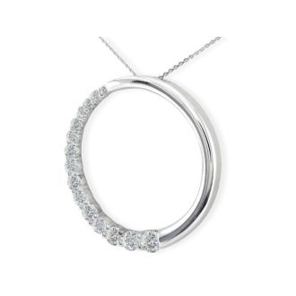 Sparkly 3/4ct Circle Style Journey Diamond Pendant in 14k White Gold