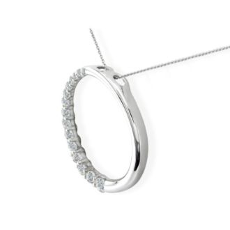 Sparkly 3/4ct Circle Style Journey Diamond Pendant in 14k White Gold