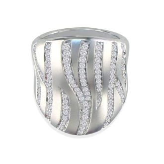 Right Hand Diamond Rings: Bold 4/5ct Cigar Band Diamond Fashion Ring in 14k White Gold