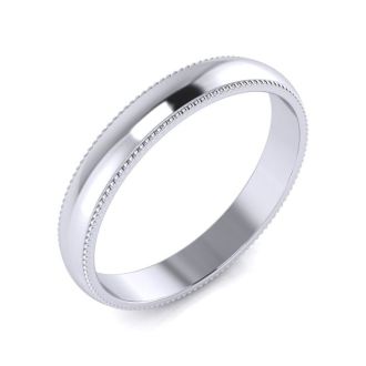 Platinum 3MM Heavy Milgrain Ladies and Mens Wedding Band, Size 5.5