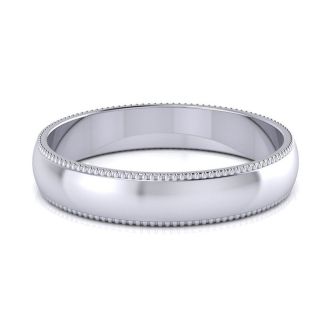 Platinum 4MM Heavy Milgrain Ladies and Mens Wedding Band, Size 6