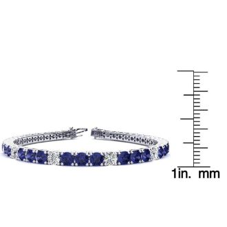 11 1/3 Carat Tanzanite and Diamond Alternating Tennis Bracelet In 14 Karat White Gold, 9 Inches