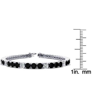 9 3/4 Carat Black and White Diamond Alternating Tennis Bracelet In 14 Karat White Gold, 7 1/2 Inches