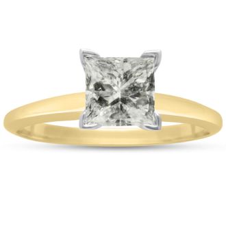 CUSTOM 1 Carat RADIANT Cut Diamond Solitaire Engagement Ring In 14 Karat Yellow Gold