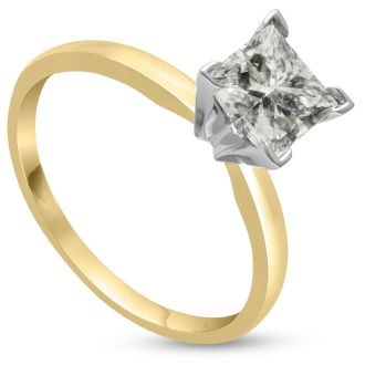 CUSTOM 1 Carat RADIANT Cut Diamond Solitaire Engagement Ring In 14 Karat Yellow Gold