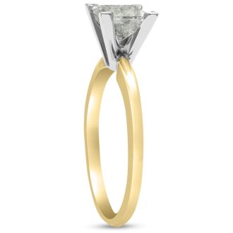 CUSTOM 1 Carat RADIANT Cut Diamond Solitaire Engagement Ring In 14 Karat Yellow Gold
