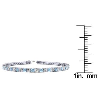 Aquamarine Bracelet: Aquamarine Jewelry: 4 1/4 Carat Aquamarine And Diamond Tennis Bracelet In 14 Karat White Gold, 7 1/2 Inches