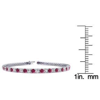 Ruby Bracelet; Ruby Tennis Bracelet; 5 1/2 Carat Ruby And Diamond Tennis Bracelet In 14 Karat White Gold
